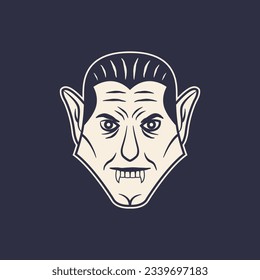 Vampire icon. Sticker design. Vampire head. Print for t-shirt, typography. Vector illustration