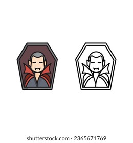 
vampire icon,hallowen. with color outline style and isolated white background lines.
