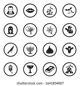 Vampire Icons. Black Flat Design In Circle. Vector Illustration.