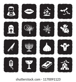 Vampire Icons. Grunge Black Flat Design. Vector Illustration. 