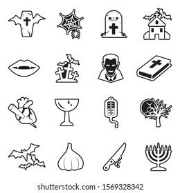 Vampire Icons. Line With Fill Design. Vector Illustration.