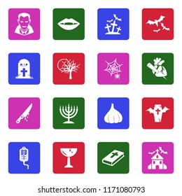 Vampire Icons. White Flat Design In Square. Vector Illustration. 