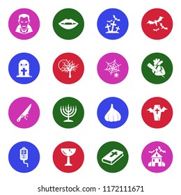 Vampire Icons. White Flat Design In Circle. Vector Illustration. 