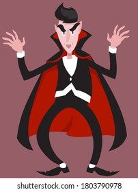 Vampire in einschüchternder Pose. Halloween-Charakter im Cartoon-Stil.