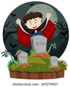 Niño de vampiros actuando por Halloween