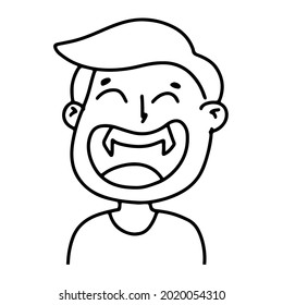 Vampire laughs in doodle style. Halloween concept. Coloring. Vector illustration