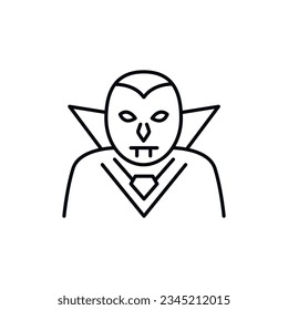 Icono de línea de vampiros. Ilustración de vector de contorno de la colección de halloween.  Icono de Halloween. Ilustración del vector