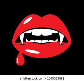 Vampire lips with fangs