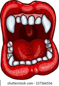 Vampire lips with fangs haloween - vector illustration 