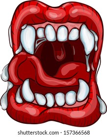 Vampire lips with fangs haloween - vector illustration 