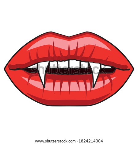 Vampire lips with fangs vector illustration