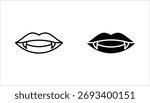 Vampire lips icon set, Halloween party line icon. vector illustration on white background