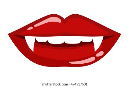 Vampire lips isolated on white background.