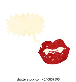 vampire lips with speech bubble retro cartoon