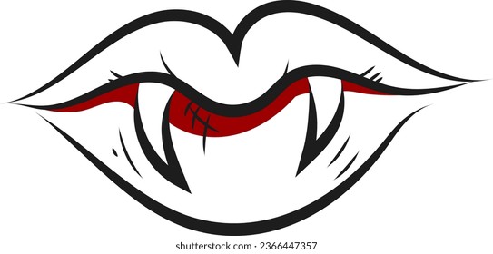 Tatuaje de los labios de vampiros, ilustración, vector sobre un fondo blanco.