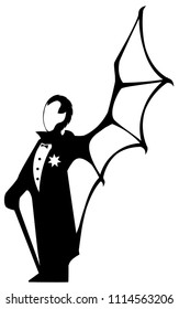 Vampire man standing symbol silhouette stencil black, vector illustration, vertical, isolated