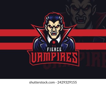 Logo de la mascota del vampiro para los deportes y el equipo de deportes electrónicos, diseño de dibujos animados	