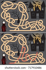 Vampire maze for kids with a solution