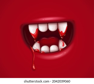 Vampire Monster Cartoon Mouth Bloody Fangs Stock Vector (royalty Free 