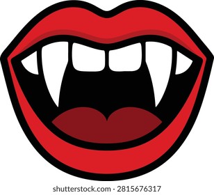 Vampire mouth with sharp fangs design