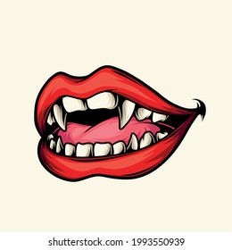 Vampire mouth smiling vector illustration