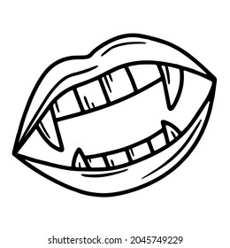 Vampire Mouth Teethfangs Halloween Linear Vector Stock Vector (Royalty ...