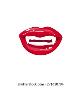 Vampire mouth - vector illustration. Happy Halloween.