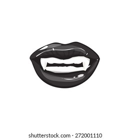 Vampire mouth - vector illustration. Happy halloween.