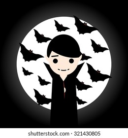 Vampire on background of the moon. Halloween Vector EPS10
