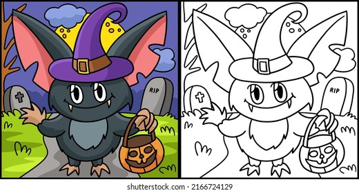 Vampire Owl Halloween Colored Illustration
