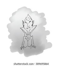 Vampire pen drawing line sketch scanned