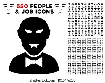 Vampire pictograph with 550 bonus pity and happy person clip art. Vector illustration style is flat black iconic symbols.