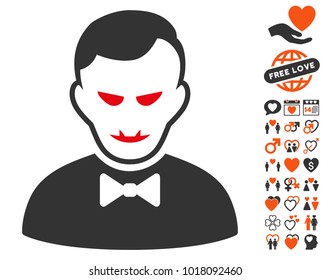 Vampire pictograph with bonus lovely symbols. Vector illustration style is flat iconic symbols.