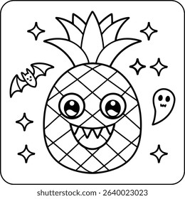 Vampire Pineapple Coloring Page for kids
