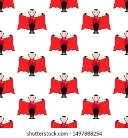 Vampire seamless pattern on the white background. Vector illustration