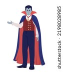Vampire semi flat color vector character. Editable figure. Full body person on white. Halloween party costume simple cartoon style illustration for web graphic design and animation
