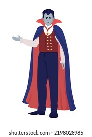 Vampire semi flat color vector character. Editable figure. Full body person on white. Halloween party costume simple cartoon style illustration for web graphic design and animation