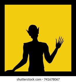 Vampire silhouette isolated at yellow background. Halloween concept