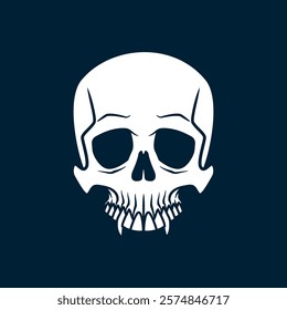 
Vampire skull with fangs. White logo on a dark background