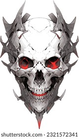  Vampire Skull on White Background

