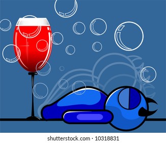  vampire sleeping near his drink	