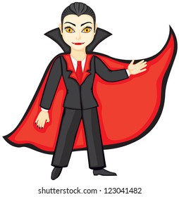 Vampire in a suit and a red cloak