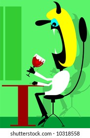 a vampire taking his drink	