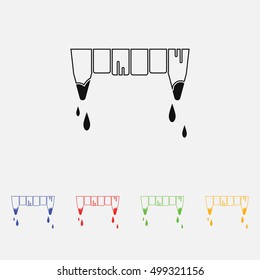 Vampire teeth with blood vector illustration. Halloween icon