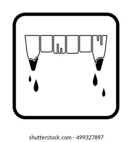 Vampire teeth with blood vector illustration. Halloween icon