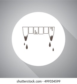 Vampire teeth with blood vector illustration. Halloween icon