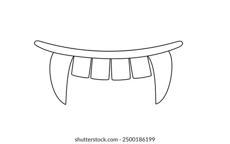 Elemento de dientes de vampiro de la celebración tradicional de la fiesta de Halloween, ilustración simple dibujada a mano del contorno, símbolo del evento de celebración de la fiesta de otoño