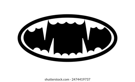 Vampire teeth emblem, black isolated silhouette