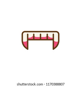 Vampire teeth filled outline icon, line vector sign, linear colorful pictogram isolated on white. Costume party symbol, logo illustration. Pixel perfect vector graphics