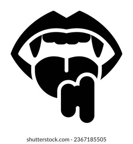 Vampire teeth glyph icon. Perfect for graphic design, mobile, UI, and web masterpieces
